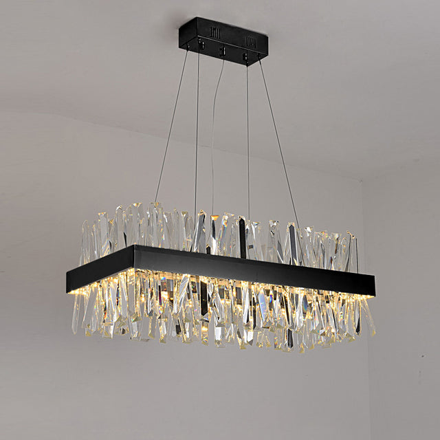 Modern Crystal Chandelier For Kitchen Island Rectangle Chrome/gold Dining Room Hanging Lamp Luxury Design Led Cristal Lustre - Chandeliers