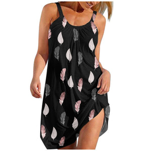 Women&#39;S Parrot Print Summer Beach Dress Fashion Sexy Sleeveless Cute Cartoon Print Hem Loose Beach Camisole Mini Dress Holiday|Dresses|