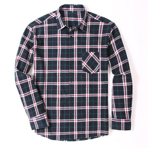 100% Cotton Flannel Men's Plaid Shirt Slim Fit Spring Autumn Male Brand Casual Long Sleeved Shirts Soft Comfortable 4XL