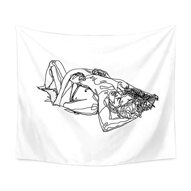 Sexy Body Line Tapestry Art Wall Hanging Tapestry Simple Design Line Wall Decor Bedspread Yoga Mat Picnic Cloth Home & Living|Tapestry