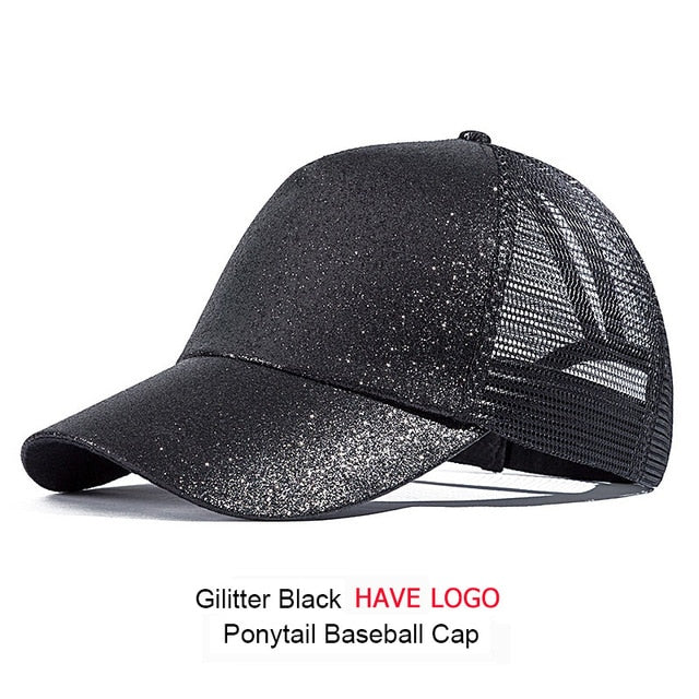 URDIAMOND 2019 Ponytail Baseball Cap Women Messy Bun Snapback Summer Mesh Hats Casual Sport Sequin Caps Drop Shipping Hat Cap