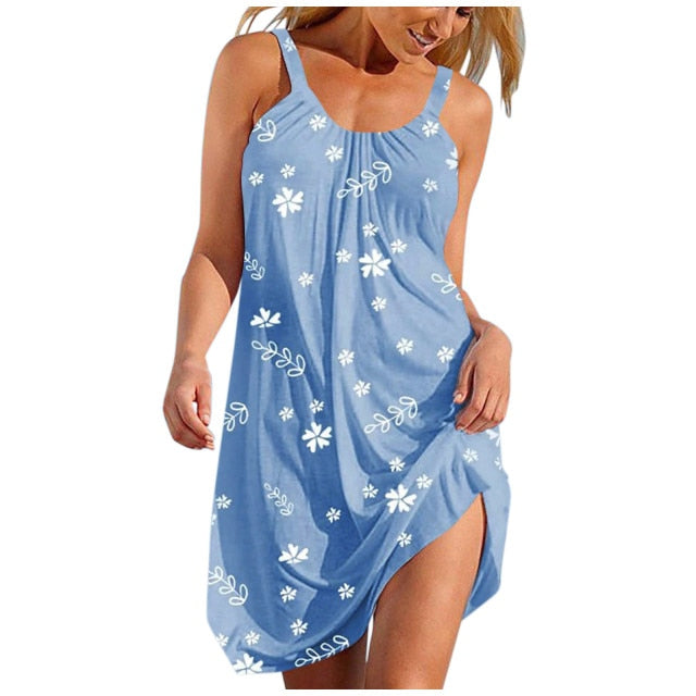 Women&#39;S Parrot Print Summer Beach Dress Fashion Sexy Sleeveless Cute Cartoon Print Hem Loose Beach Camisole Mini Dress Holiday|Dresses|