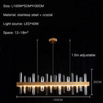 Load image into Gallery viewer, Modern Dining Room Chandelier Luxury Crystal Home Decoration Gold Rectangle Led Large Hang Lamp Indoor Lighting Fixtures - Chandeliers
