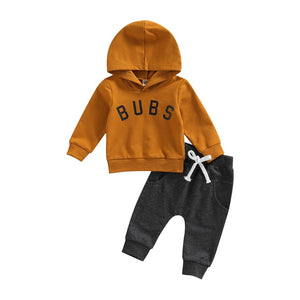 Citgeett Autumn Toddler Newborn Baby Girls Boys Outfits Letter Print Long Sleeve Hooded Pullover + Elastic Pockets Trousers| |