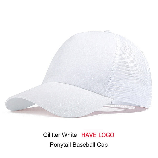 URDIAMOND 2019 Ponytail Baseball Cap Women Messy Bun Snapback Summer Mesh Hats Casual Sport Sequin Caps Drop Shipping Hat Cap