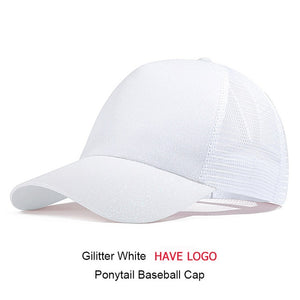 URDIAMOND 2019 Ponytail Baseball Cap Women Messy Bun Snapback Summer Mesh Hats Casual Sport Sequin Caps Drop Shipping Hat Cap