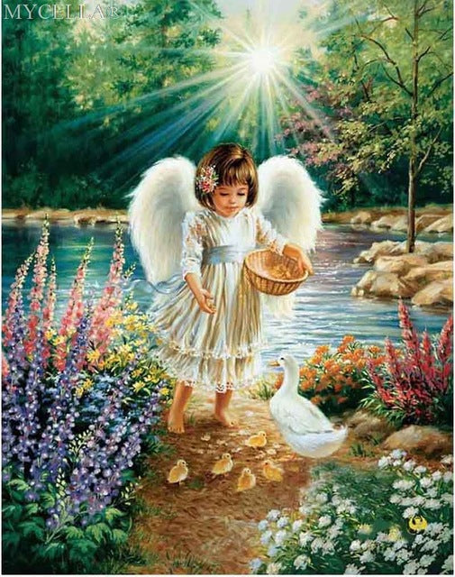 5d Diy Diamond Painting Cross Stitch Diamond Embroidery Angel Girl Picture Landscape Wall Sticker Full Diamond Mosaic