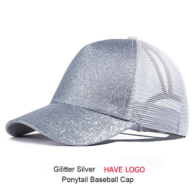 URDIAMOND 2019 Ponytail Baseball Cap Women Messy Bun Snapback Summer Mesh Hats Casual Sport Sequin Caps Drop Shipping Hat Cap