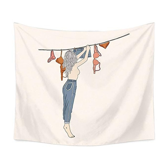 Sexy Body Line Tapestry Art Wall Hanging Tapestry Simple Design Line Wall Decor Bedspread Yoga Mat Picnic Cloth Home & Living|Tapestry