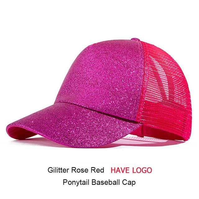 URDIAMOND 2019 Ponytail Baseball Cap Women Messy Bun Snapback Summer Mesh Hats Casual Sport Sequin Caps Drop Shipping Hat Cap