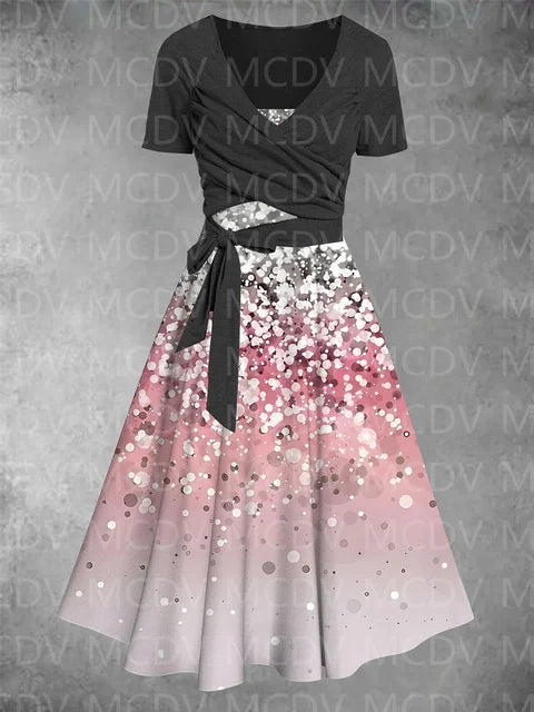 Women's Glitter Note Art Design Dress Dress Two Piece Dress 3D Printed Pocket Dress Female Dresses 03