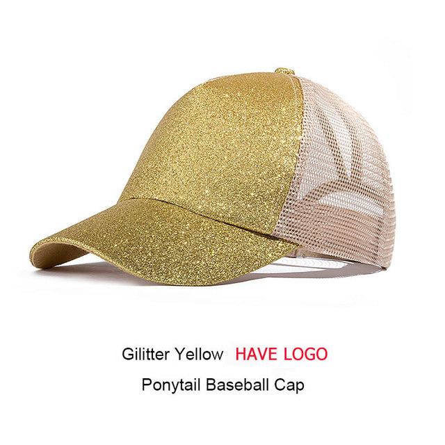 URDIAMOND 2019 Ponytail Baseball Cap Women Messy Bun Snapback Summer Mesh Hats Casual Sport Sequin Caps Drop Shipping Hat Cap