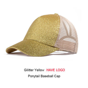 URDIAMOND 2019 Ponytail Baseball Cap Women Messy Bun Snapback Summer Mesh Hats Casual Sport Sequin Caps Drop Shipping Hat Cap