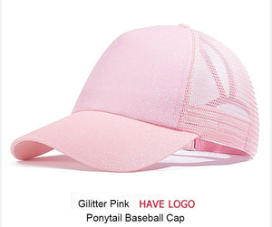 URDIAMOND 2019 Ponytail Baseball Cap Women Messy Bun Snapback Summer Mesh Hats Casual Sport Sequin Caps Drop Shipping Hat Cap