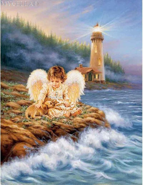 5d Diy Diamond Painting Cross Stitch Diamond Embroidery Angel Girl Picture Landscape Wall Sticker Full Diamond Mosaic