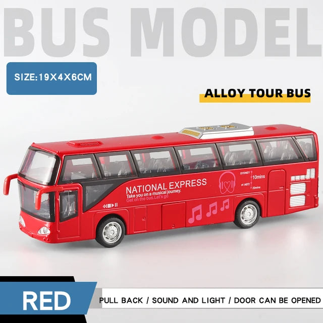 Travel Bus Model Alloy Model Car Diecast Scale Vehicle Model Toy Sound & Light Pull Back Educational Toys For Children Gift