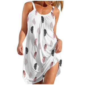 Women&#39;S Parrot Print Summer Beach Dress Fashion Sexy Sleeveless Cute Cartoon Print Hem Loose Beach Camisole Mini Dress Holiday|Dresses|