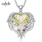 Load image into Gallery viewer, Cdyle Fashion Women Copper Material Necklace with Colorful Crystal Angel Wings Heart Pendant Necklace Birthday Party Gift
