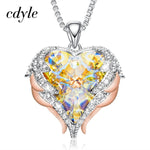 Load image into Gallery viewer, Cdyle Fashion Women Copper Material Necklace with Colorful Crystal Angel Wings Heart Pendant Necklace Birthday Party Gift
