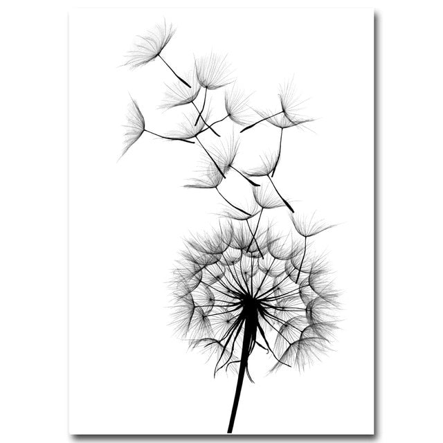 Scandinavian Poster Black White Deer Dandelion Nordic Style Wall Art Canvas Print Painting Decoration Picture Living Room Decor|Painting & Calligraphy