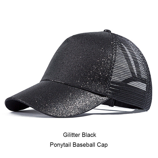 URDIAMOND 2019 Ponytail Baseball Cap Women Messy Bun Snapback Summer Mesh Hats Casual Sport Sequin Caps Drop Shipping Hat Cap