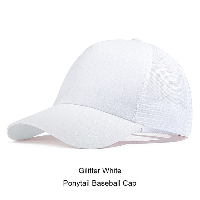 URDIAMOND 2019 Ponytail Baseball Cap Women Messy Bun Snapback Summer Mesh Hats Casual Sport Sequin Caps Drop Shipping Hat Cap