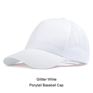 URDIAMOND 2019 Ponytail Baseball Cap Women Messy Bun Snapback Summer Mesh Hats Casual Sport Sequin Caps Drop Shipping Hat Cap