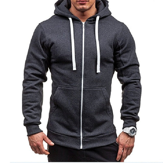 Spring Fall Male Cardigan Full Zip Hoodie Long Sleeve Hooded Sweatshirt Tech Fleece Plus Size Coat Jacket Warm Jumper Outwear