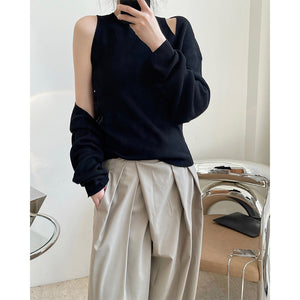 Autumn new European and American ins fashion design sense vest two-piece set was thin shawl-style sleeves knitted sweater suit female