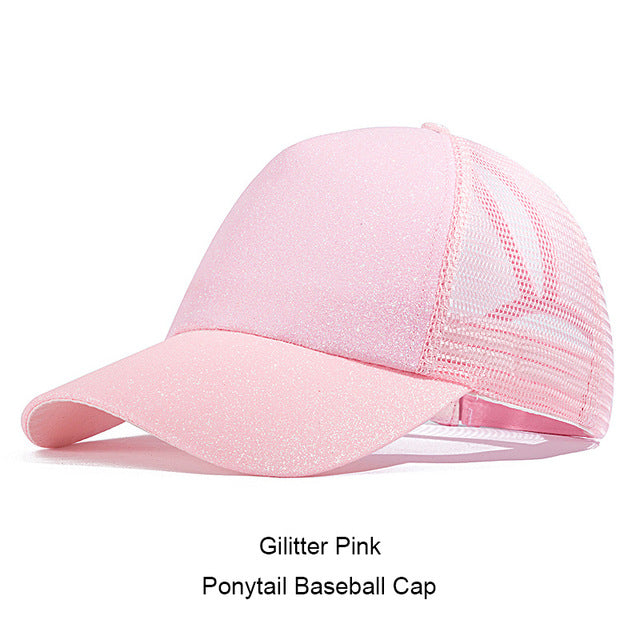 URDIAMOND 2019 Ponytail Baseball Cap Women Messy Bun Snapback Summer Mesh Hats Casual Sport Sequin Caps Drop Shipping Hat Cap