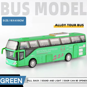 Travel Bus Model Alloy Model Car Diecast Scale Vehicle Model Toy Sound & Light Pull Back Educational Toys For Children Gift