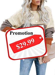 CANIKAT Women's Crewneck Color Block Striped Sweater Long Sleeve Loose Knit Pullover Jumper Tops