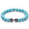 Wholesale 8MM Natural Tiger Eye Howlite Turquoise Beads Stone Silver Gym Bracelet For Men