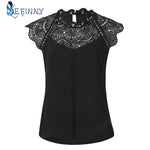 Load image into Gallery viewer, Summer 2020 Womens Tops Blouses Lace Patchwork Sleeveless Solid Shirt Women Blouse Blusas Roupa Feminina Shirt|Blouses &amp; Shirts
