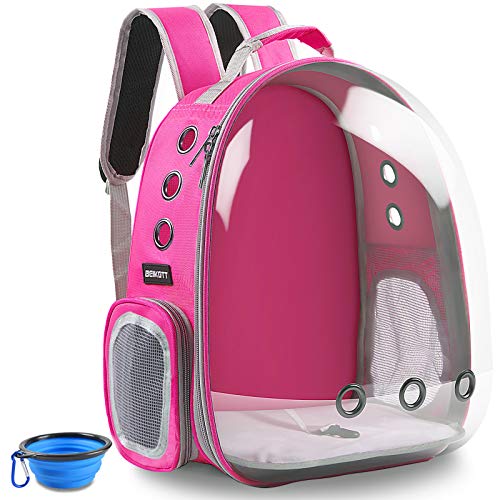 BEIKOTT Cat Backpack Carriers Bag, Dog Backpack, Pet Bubble Backpack for Small Cats Puppies Dogs Bunny, Airline-Approved Ventilate Transparent Capsule Backpack for Travel, Hiking and Outdoor Use