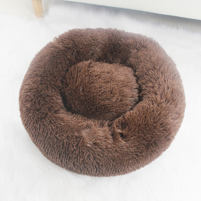 Pet Bed Kennel Super Soft Dog Round Cat Winter Warm Sleeping Bag Long Plush Puppy Cushion Mat Portable Cat Supplies 46/50/60cm|Houses, Kennels & Pens|