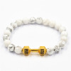 Wholesale 8MM Natural Tiger Eye Howlite Turquoise Beads Stone Silver Gym Bracelet For Men