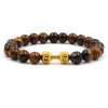 Wholesale 8MM Natural Tiger Eye Howlite Turquoise Beads Stone Silver Gym Bracelet For Men