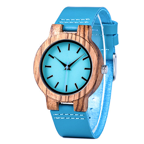 BOBO BIRD WC28 Blue Leather Band Antique Lovers Wood Watches With Blue Dial Zebra Wooden Watch in Gift Box Accept Drop Shipping