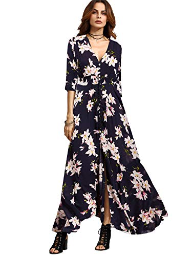 Milumia Women's Button Up Split Floral Print