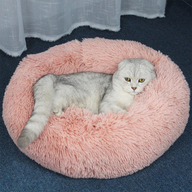 Pet Bed Kennel Super Soft Dog Round Cat Winter Warm Sleeping Bag Long Plush Puppy Cushion Mat Portable Cat Supplies 46/50/60cm|Houses, Kennels & Pens|