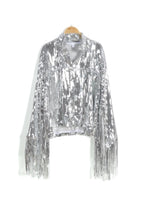 Load image into Gallery viewer, Women Jacket Spring 2022 Tassel Sequin Jacket Fashion Fringed Retro Long-sleeved Silver Reflective Jacket Women Outwear Tops
