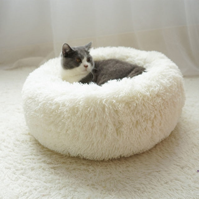 Pet Bed Kennel Super Soft Dog Round Cat Winter Warm Sleeping Bag Long Plush Puppy Cushion Mat Portable Cat Supplies 46/50/60cm|Houses, Kennels & Pens|