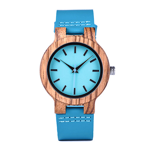 BOBO BIRD WC28 Blue Leather Band Antique Lovers Wood Watches With Blue Dial Zebra Wooden Watch in Gift Box Accept Drop Shipping