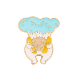 Funny Mushroom Enamel Pin Cute Custom Guitar Accordion Brooches Bag Plant Jewelry Gift for Kids Friends Accessories| |