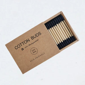 Black 200Pcs/box Double Head Cotton Swab Bamboo Sticks Cotton Swab Disposable Buds Cotton for Beauty Makeup Nose Ears Cleaning