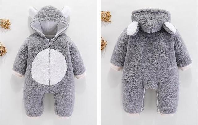 2019 Newborn Baby Winter Hoodie Clothes Polyester Infant Baby Girls Pink Climbing New Spring Outwear Rompers 3m 12m Boy Jumpsuit, Color - grey mao