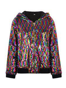 Women Jacket Spring 2022 Tassel Sequin Jacket Fashion Fringed Retro Long-sleeved Silver Reflective Jacket Women Outwear Tops