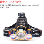 Load image into Gallery viewer, Led Headlight 8000Lm Rechargeable Headlamp Flashlight Head Torch Linterna Xml T6+2Q5 Use 18650 Battery Car Charger Fishing Light
