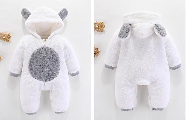 2019 Newborn Baby Winter Hoodie Clothes Polyester Infant Baby Girls Pink Climbing New Spring Outwear Rompers 3m 12m Boy Jumpsuit, Color - white mao